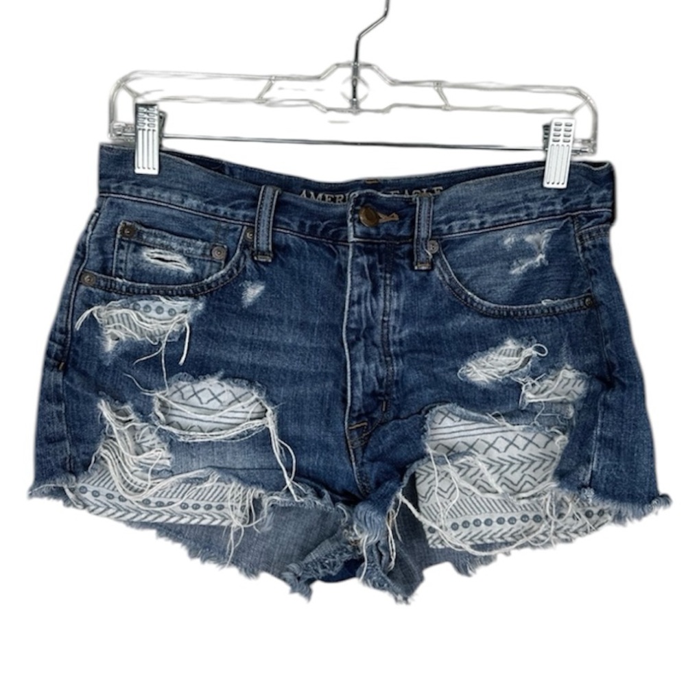American Eagle Outfitters Vintage Hi Rise Festival Distressed Jean Shorts Size 6